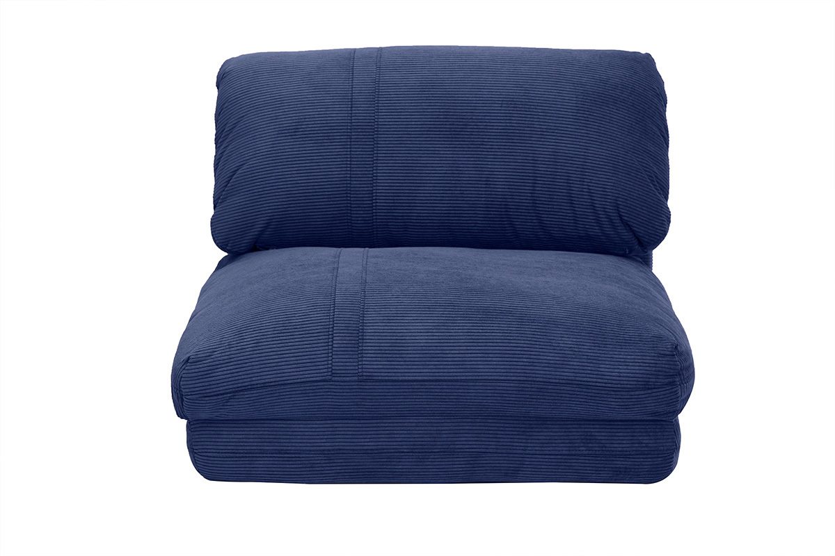 Chauffeuse 1 place convertible en tissu velours ctel bleu fonc SPENCER