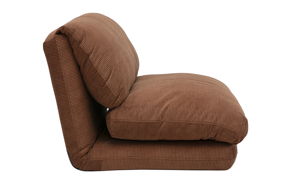 Chauffeuse 1 place convertible en tissu velours ctel terre brle SPENCER