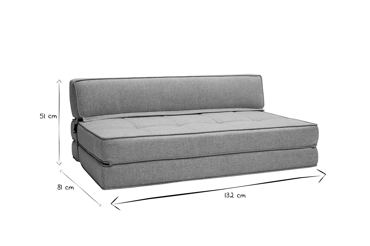 Chauffeuse 2 places convertible en tissu gris clair KATY