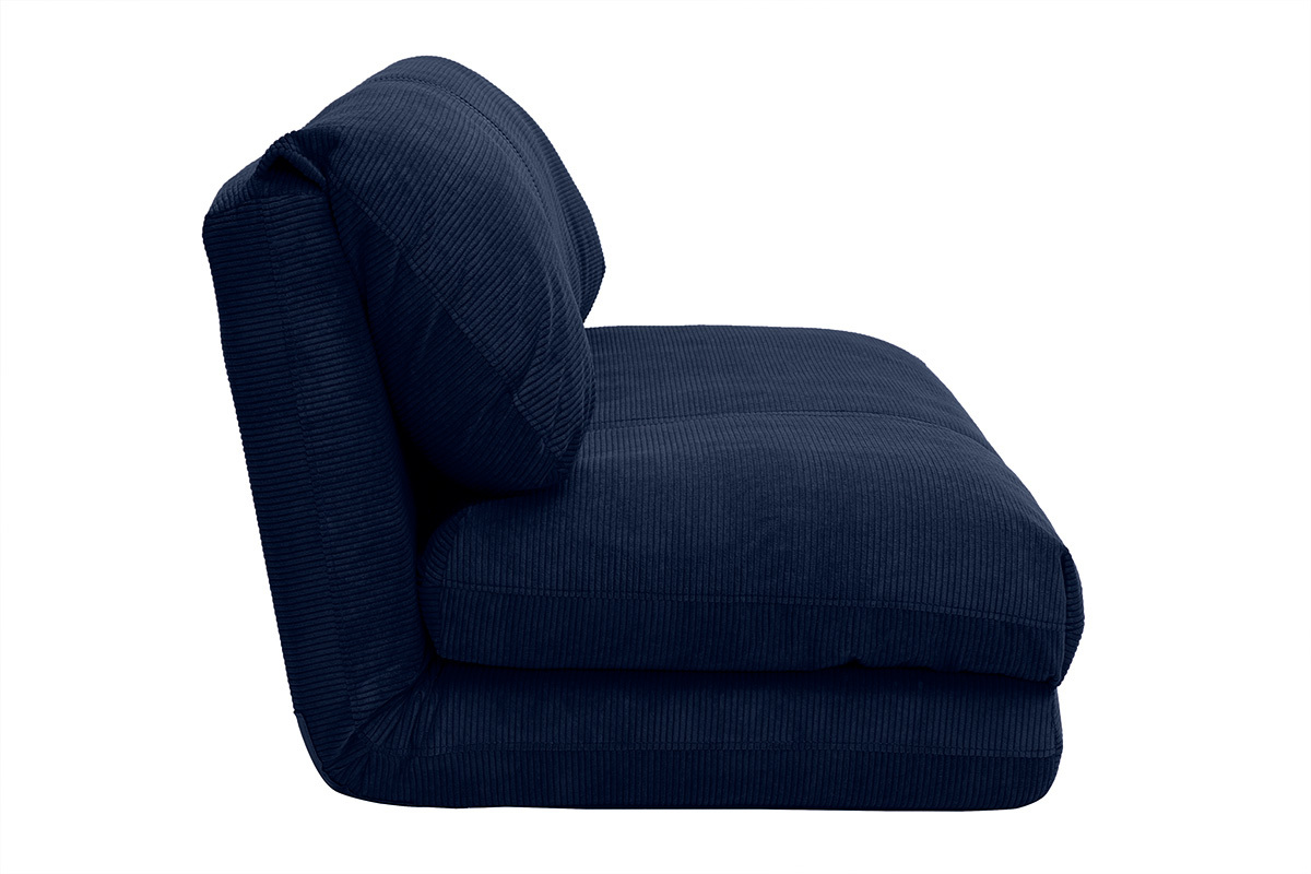 Chauffeuse convertible 2 places en tissu velours ctel bleu fonc SPENCER