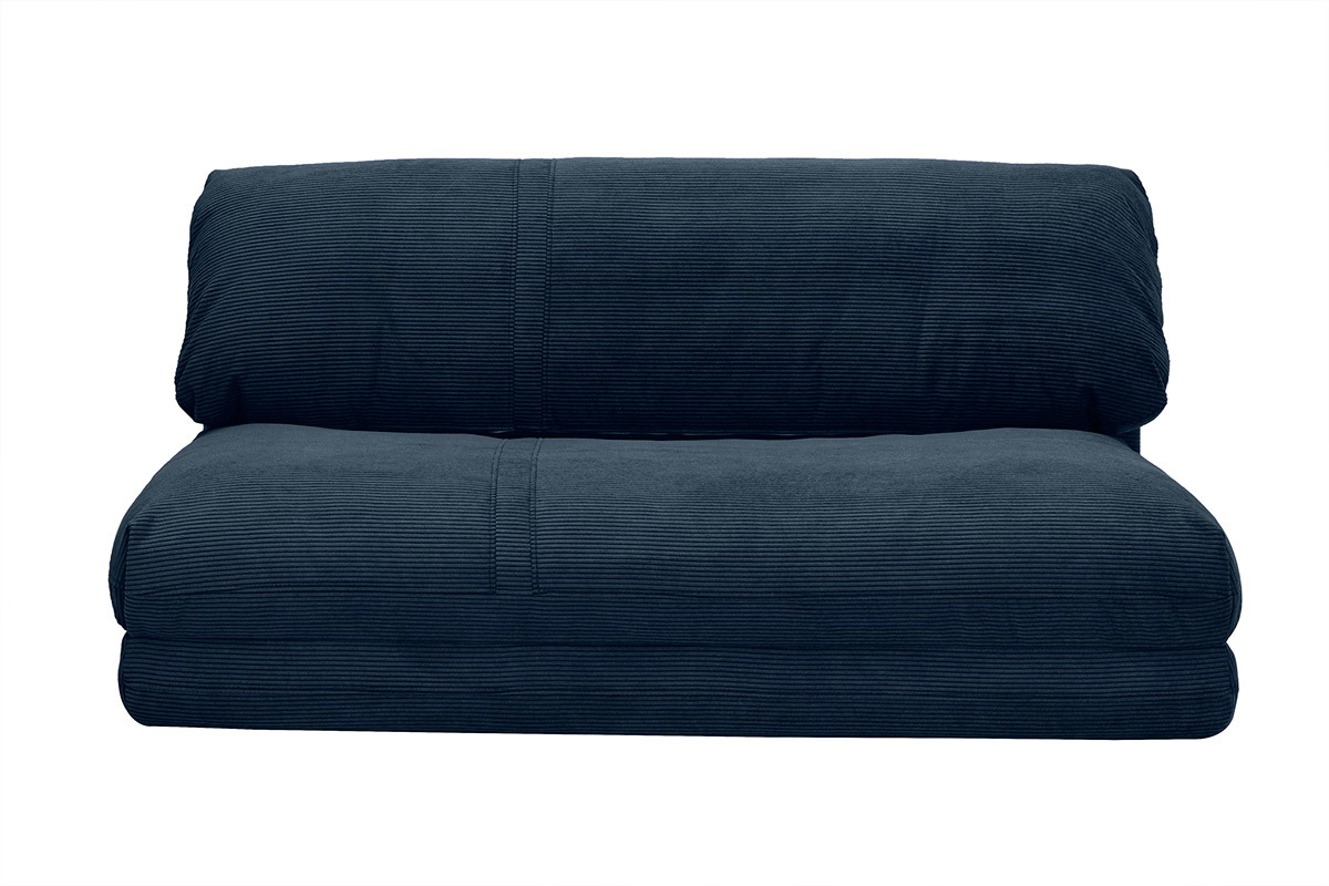 Chauffeuse convertible 2 places en tissu velours ctel bleu fonc SPENCER
