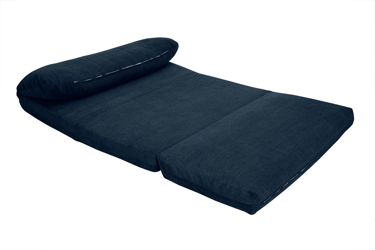 Chauffeuse convertible 2 places en tissu velours ctel bleu fonc SPENCER