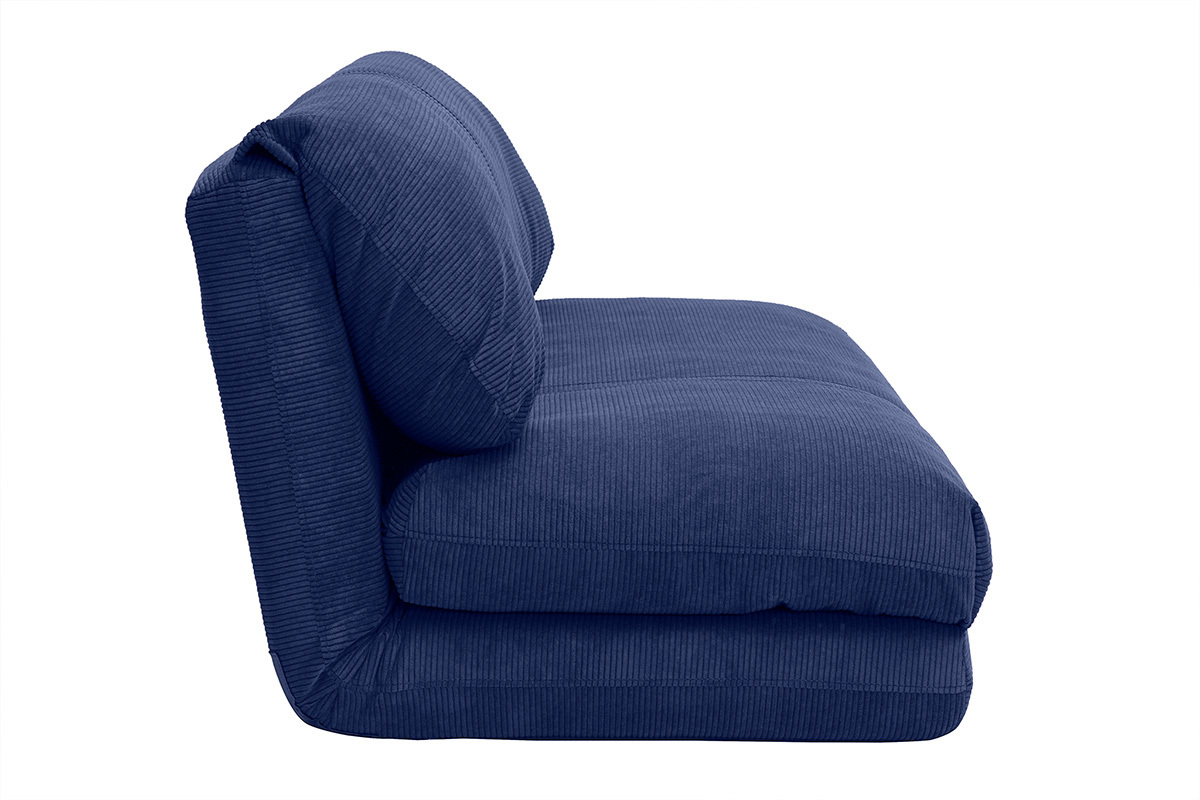 Chauffeuse convertible 2 places en tissu velours ctel bleu fonc SPENCER