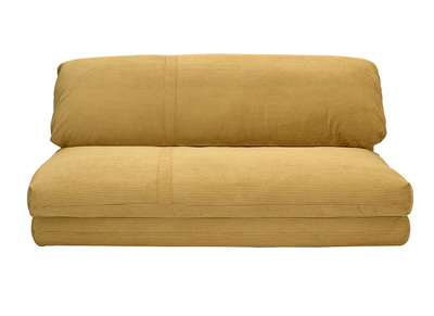 Chauffeuse convertible 2 places en tissu velours côtelé jaune curry SPENCER