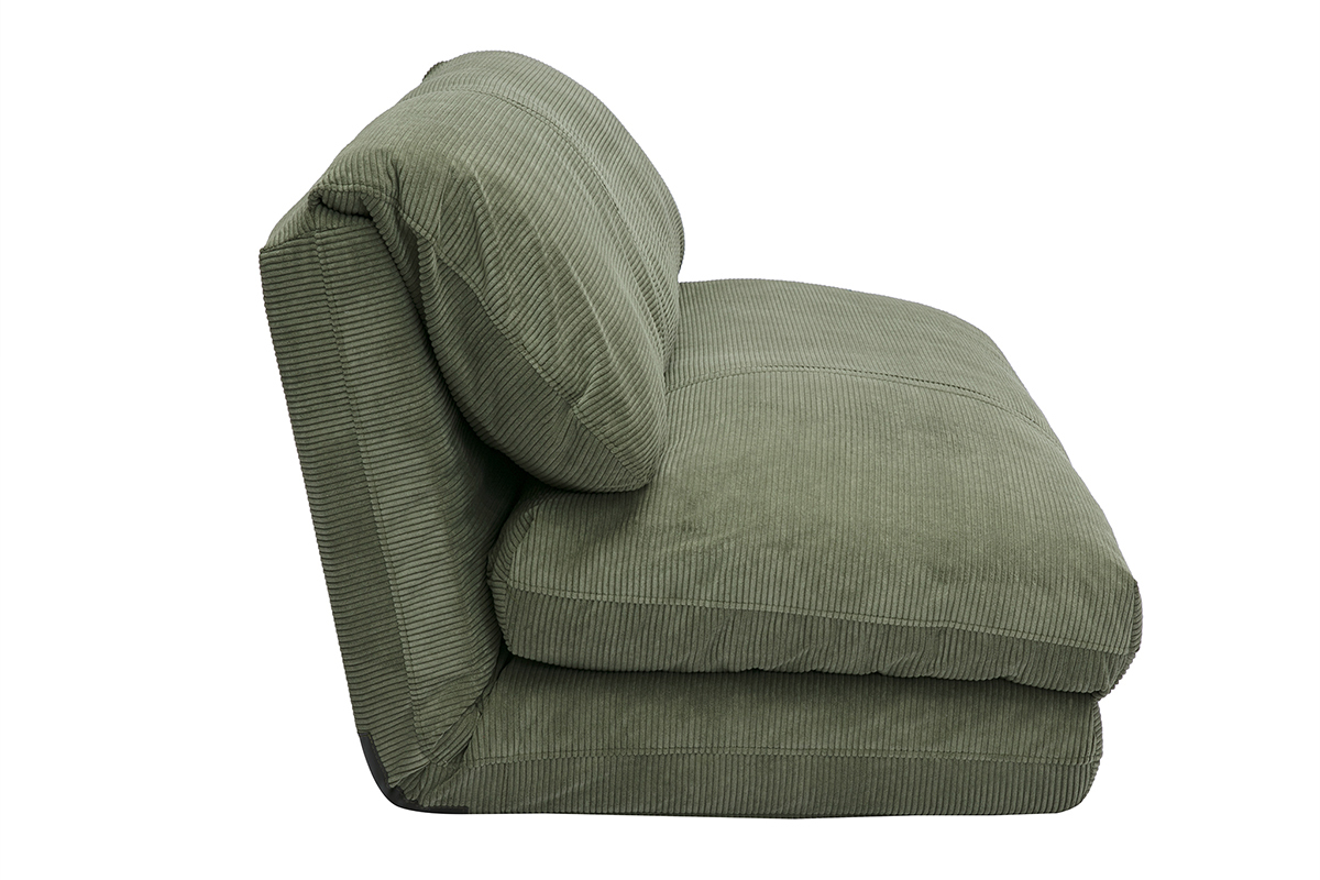 Chauffeuse convertible 2 places en tissu velours ctel vert kaki SPENCER