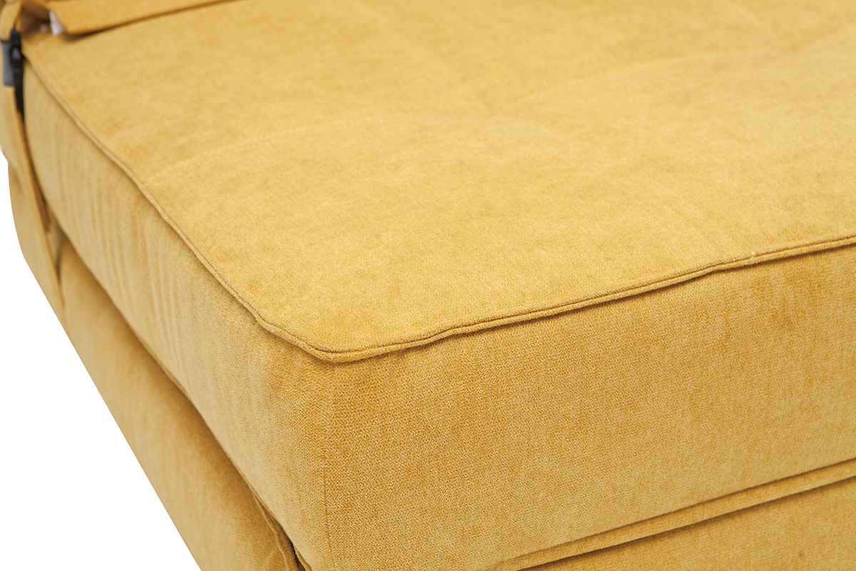 Chauffeuse convertible design effet velours moutarde KATY