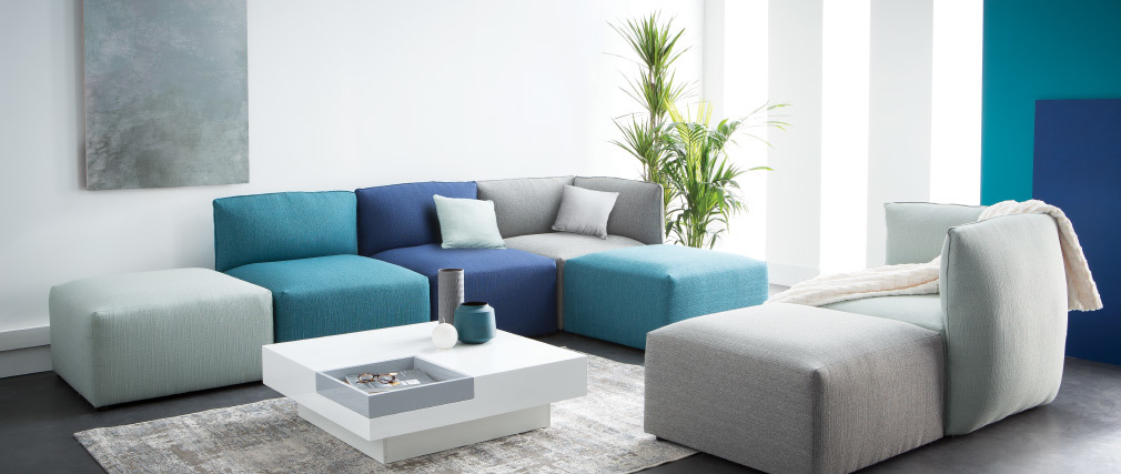 Chauffeuse design tissu bleu fonc� MODULO