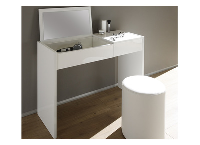 Coiffeuse design avec miroir et rangements blanc laqué SMART - Coiffeuse design avec miroir et rangements blanc laqué SMART