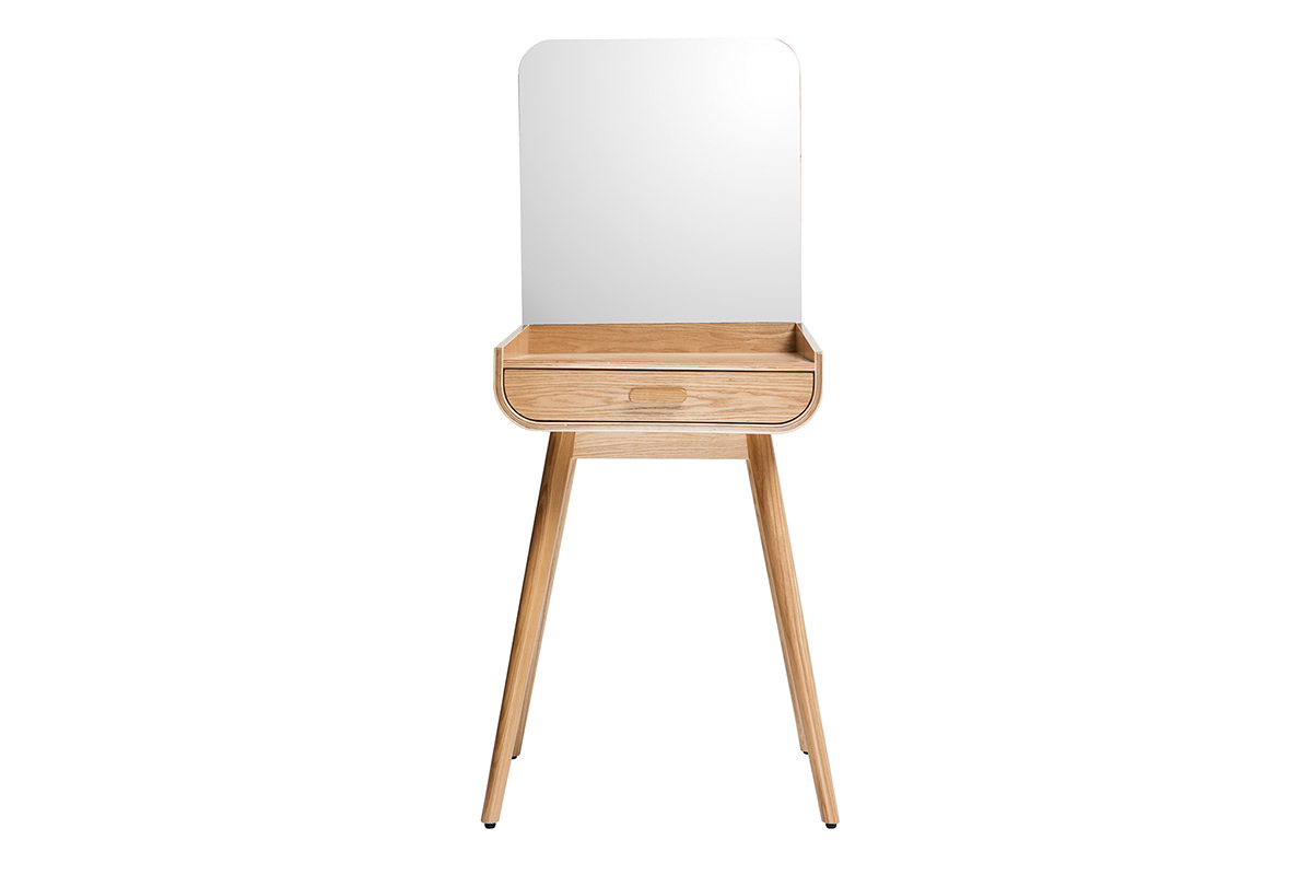 Coiffeuse moderne avec rangement et miroir frne HALLEN