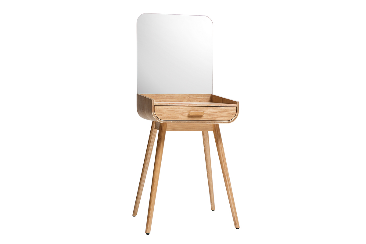 Coiffeuse moderne avec rangement et miroir frne HALLEN