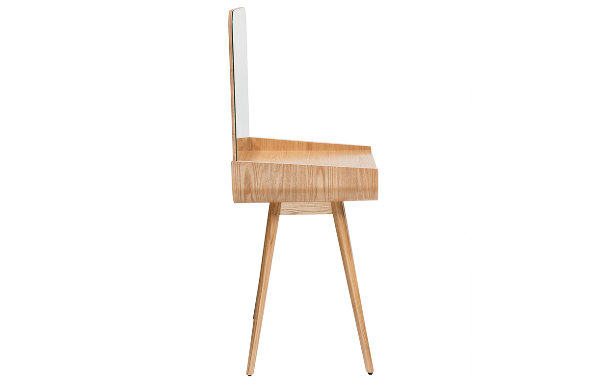 Coiffeuse moderne avec rangement et miroir frne HALLEN