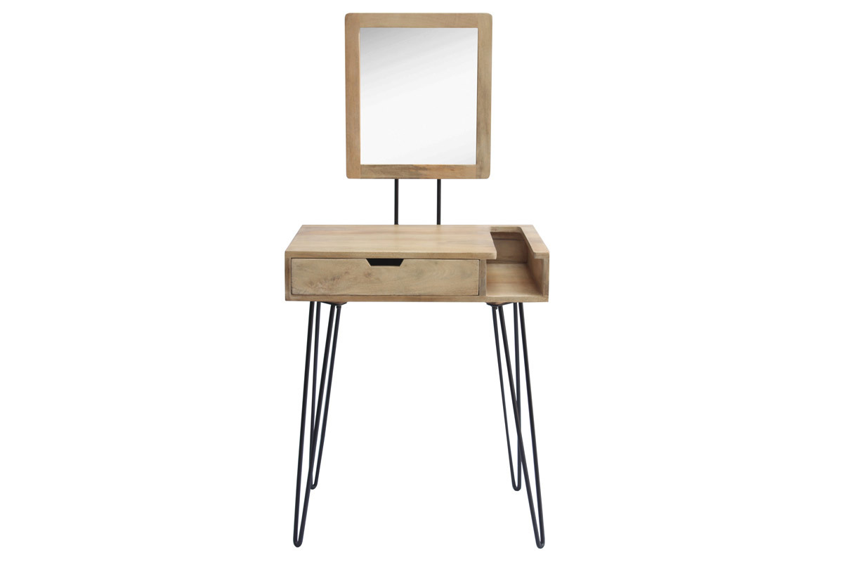 Coiffeuse moderne en manguier massif et mtal VIBES