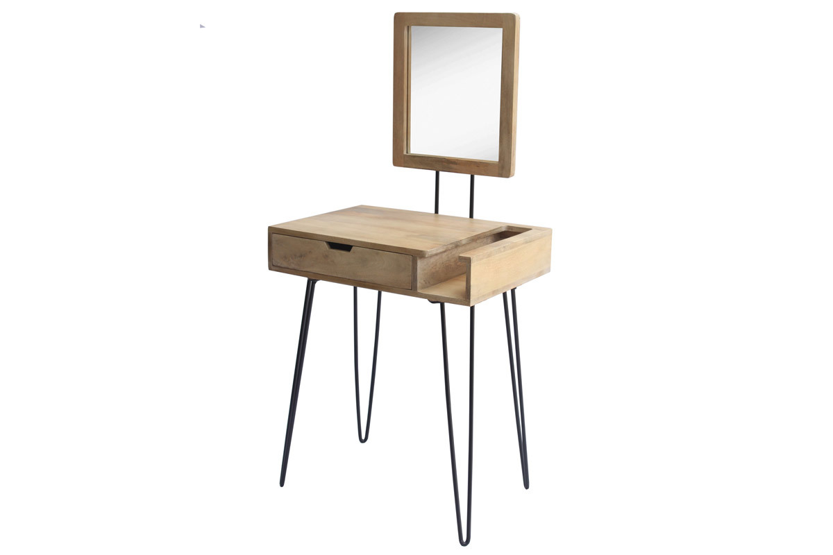 Coiffeuse moderne en manguier massif et mtal VIBES