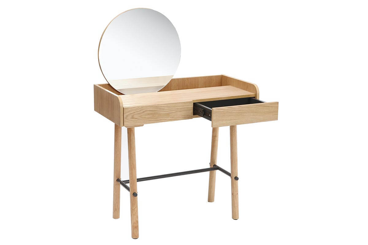Coiffeuse scandinave avec miroir chne clair JAPANSK