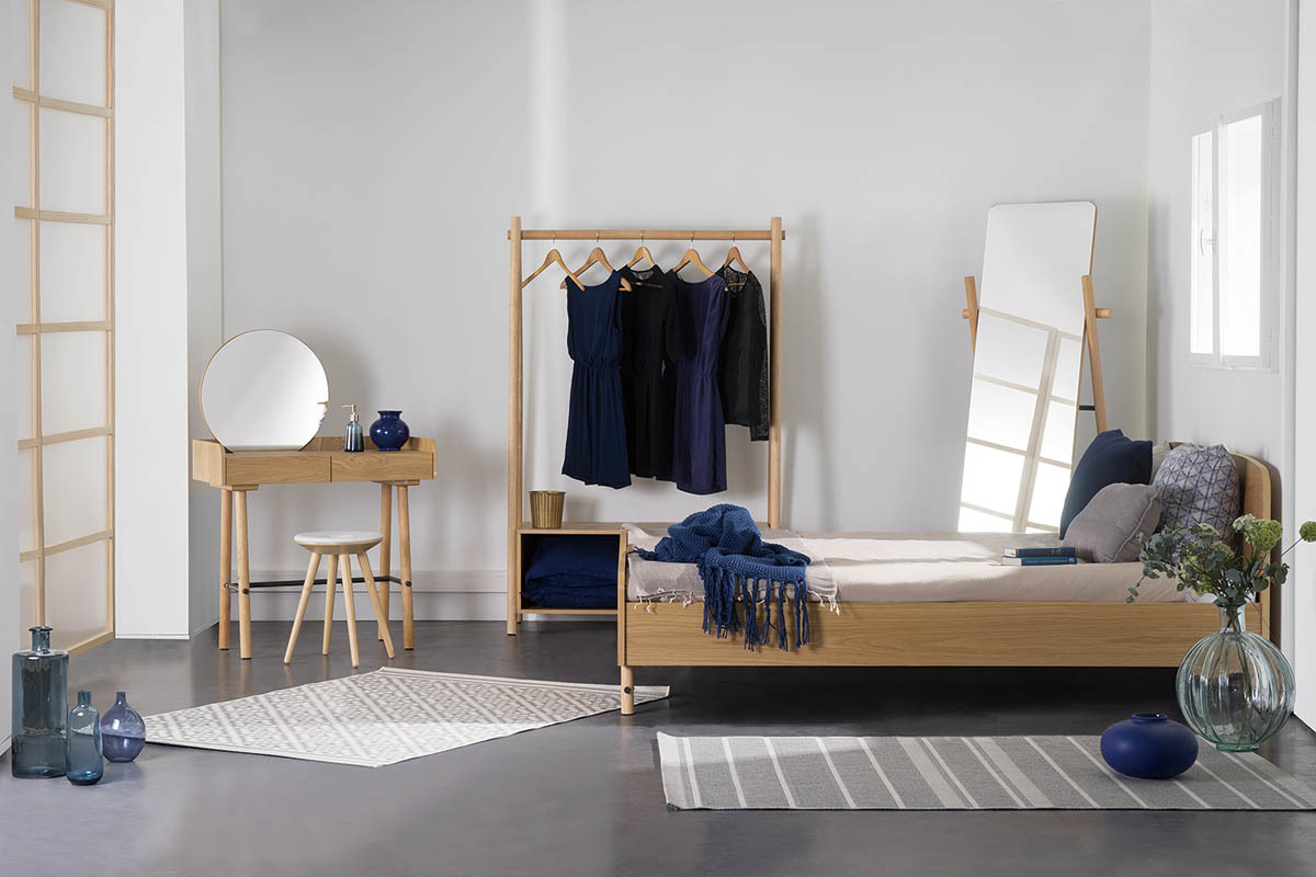 Coiffeuse scandinave avec miroir chne clair JAPANSK