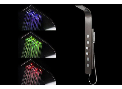Colonne de douche thermostatique gris foncé éclairage LED SANAGA -