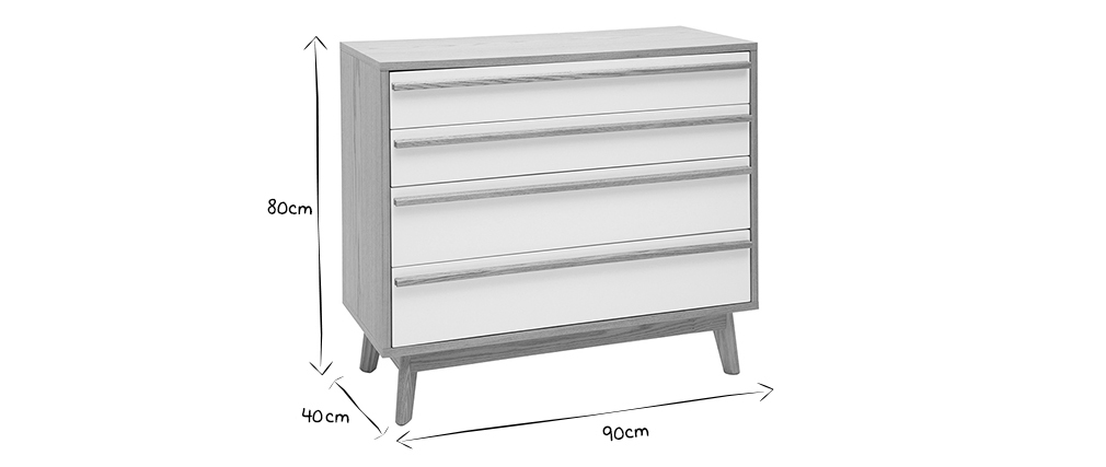 Commode 4 tiroirs design scandinave HELIA