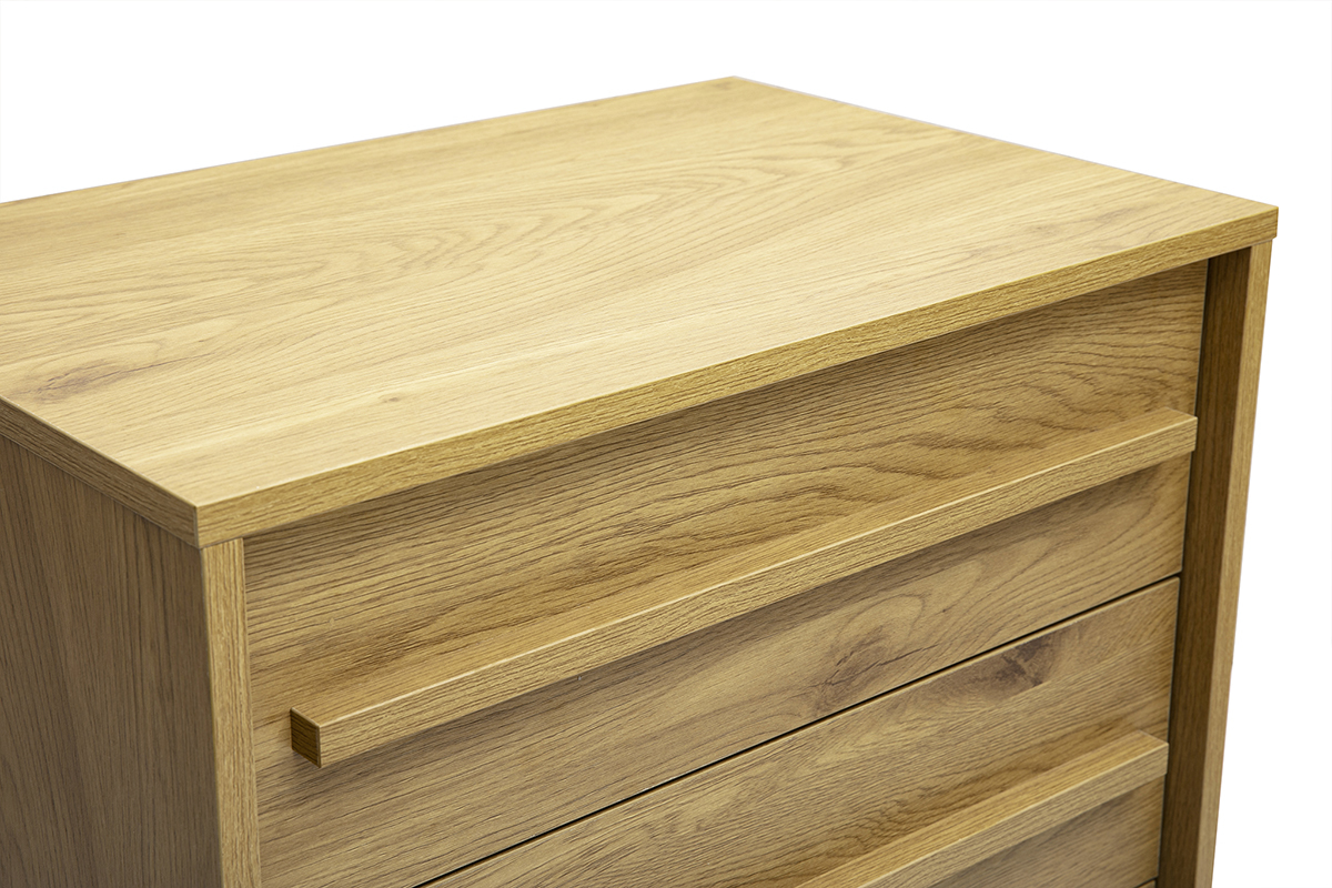 Commode chiffonnier - semainier scandinave finition bois ch�ne 5 tiroirs L60 cm YSEULT