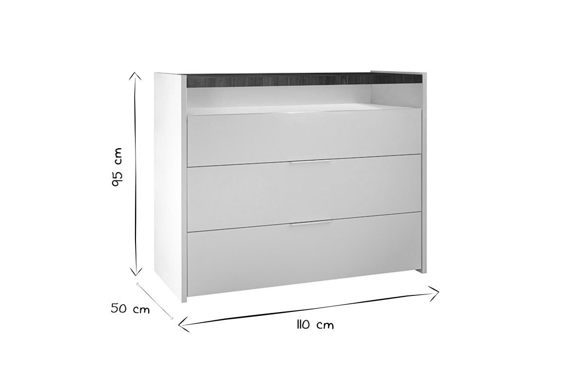 Commode design blanche 3 tiroirs L110 cm VERDI