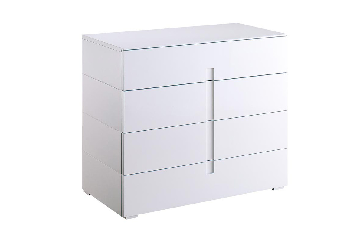 Commode design laque blanc 4 tiroirs TED