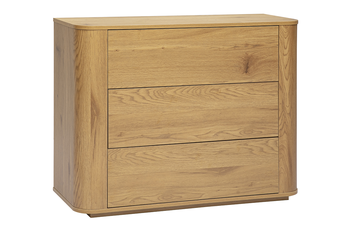 Commode finition bois clair ch�ne 3 tiroirs L100 cm NEGAN