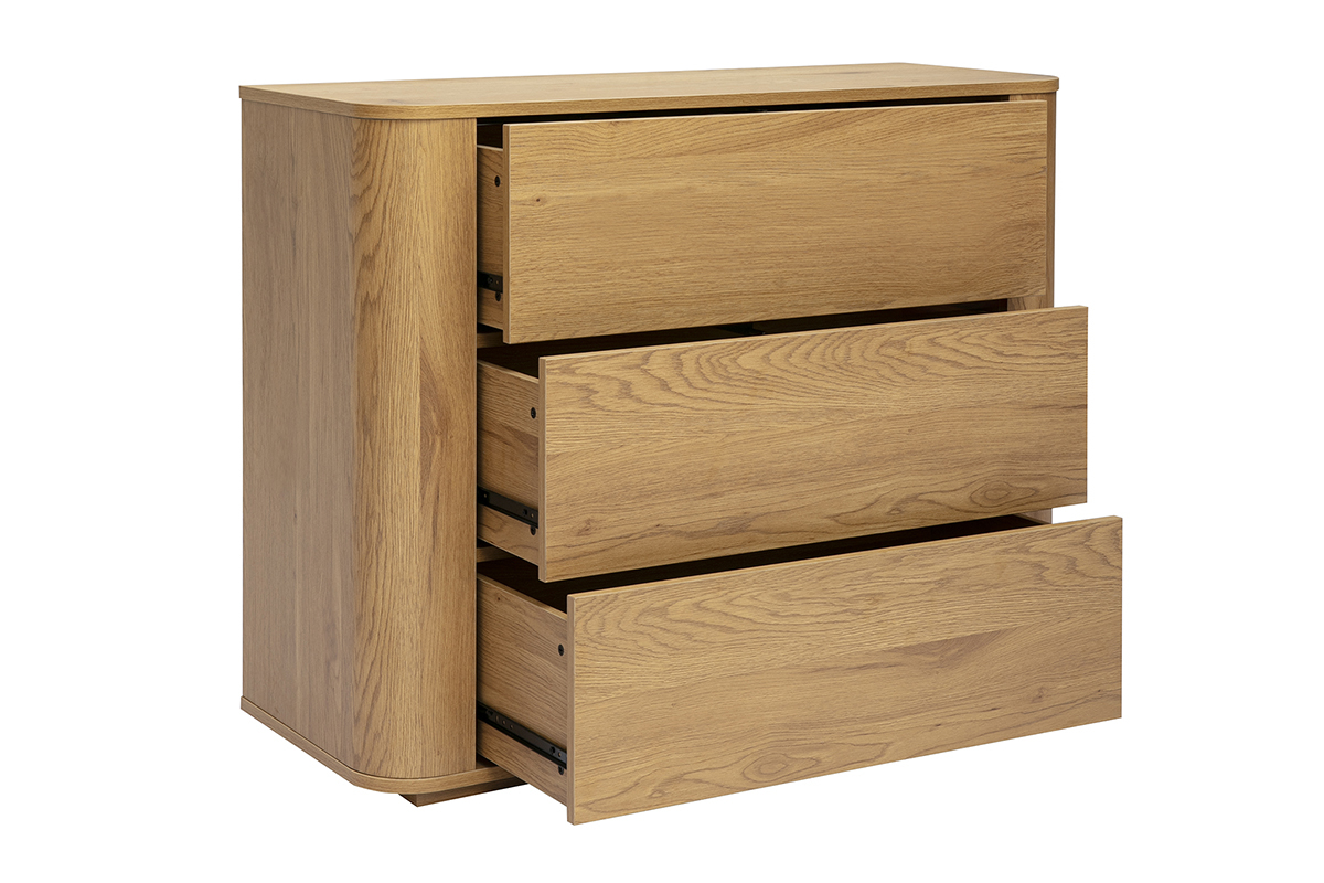 Commode finition bois clair ch�ne 3 tiroirs L100 cm NEGAN