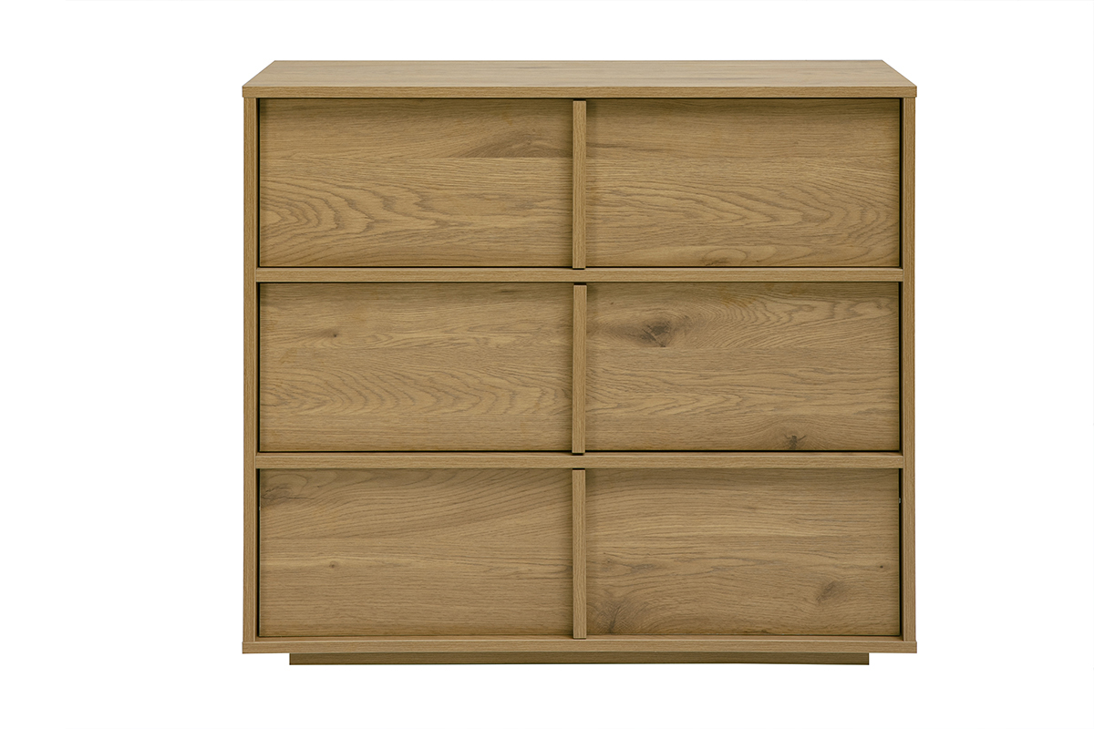 Commode finition bois clair ch�ne 3 tiroirs L90 cm LOTHAIRE