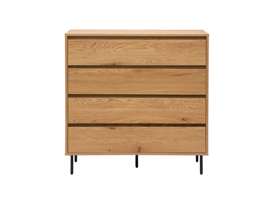 Commode finition bois clair chêne 4 tiroirs L100 cm ARAGON