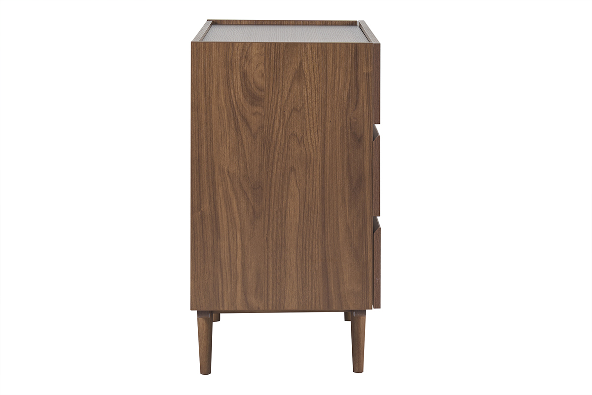 Commode finition bois fonc� noyer 3 tiroirs L80 cm SANAA