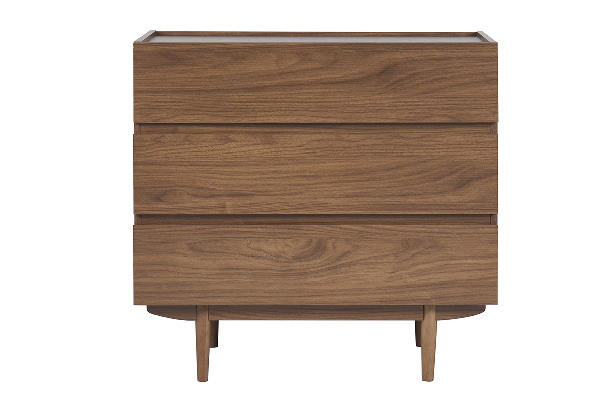 Commode finition bois fonc� noyer 3 tiroirs L80 cm SANAA