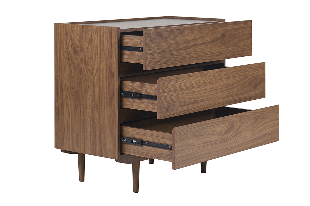 Commode finition bois fonc� noyer 3 tiroirs L80 cm SANAA