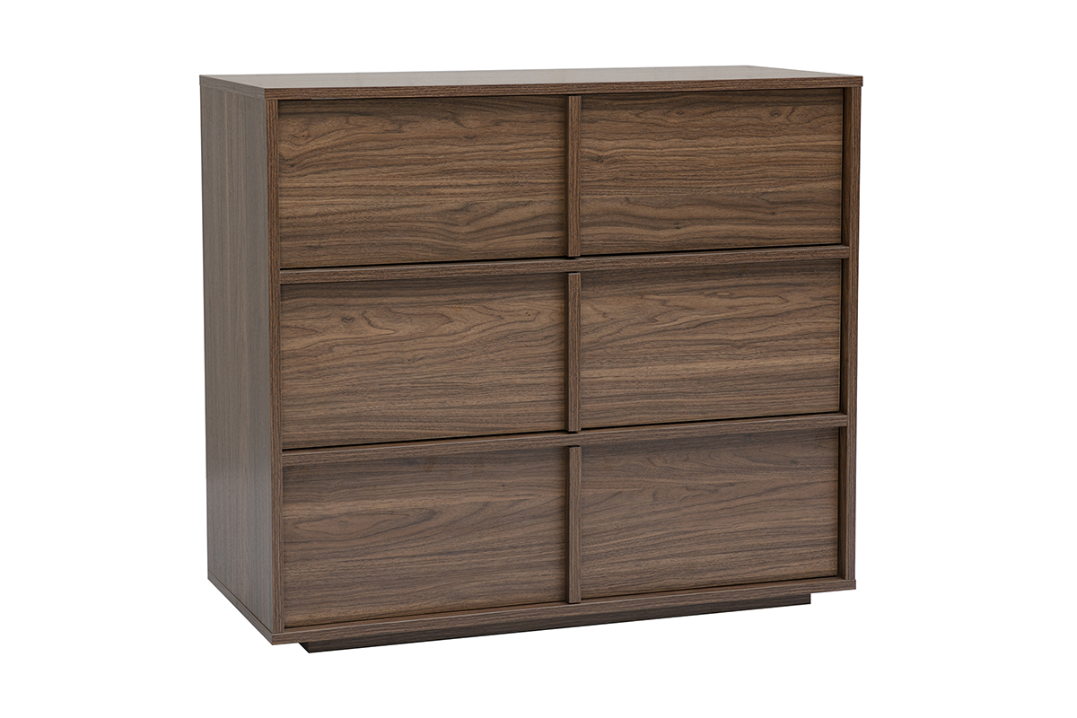 Commode finition bois fonc� noyer 3 tiroirs L90 cm LOTHAIRE