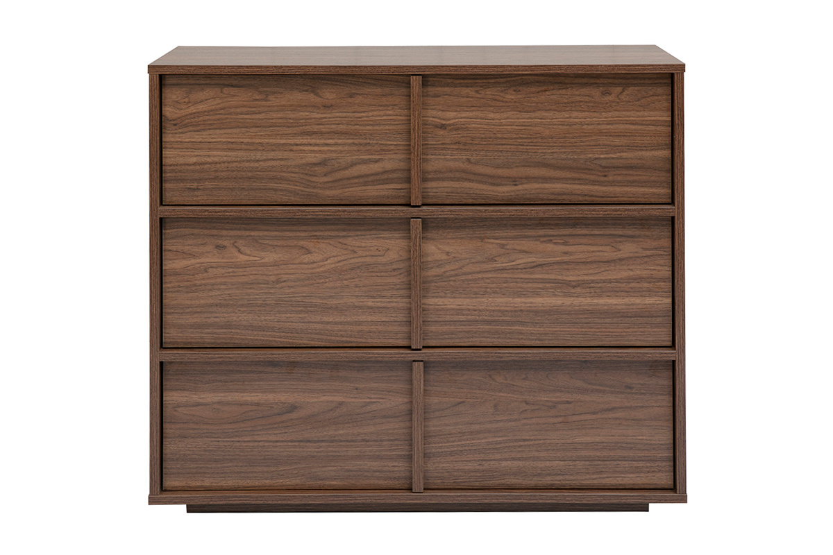 Commode finition bois fonc� noyer 3 tiroirs L90 cm LOTHAIRE