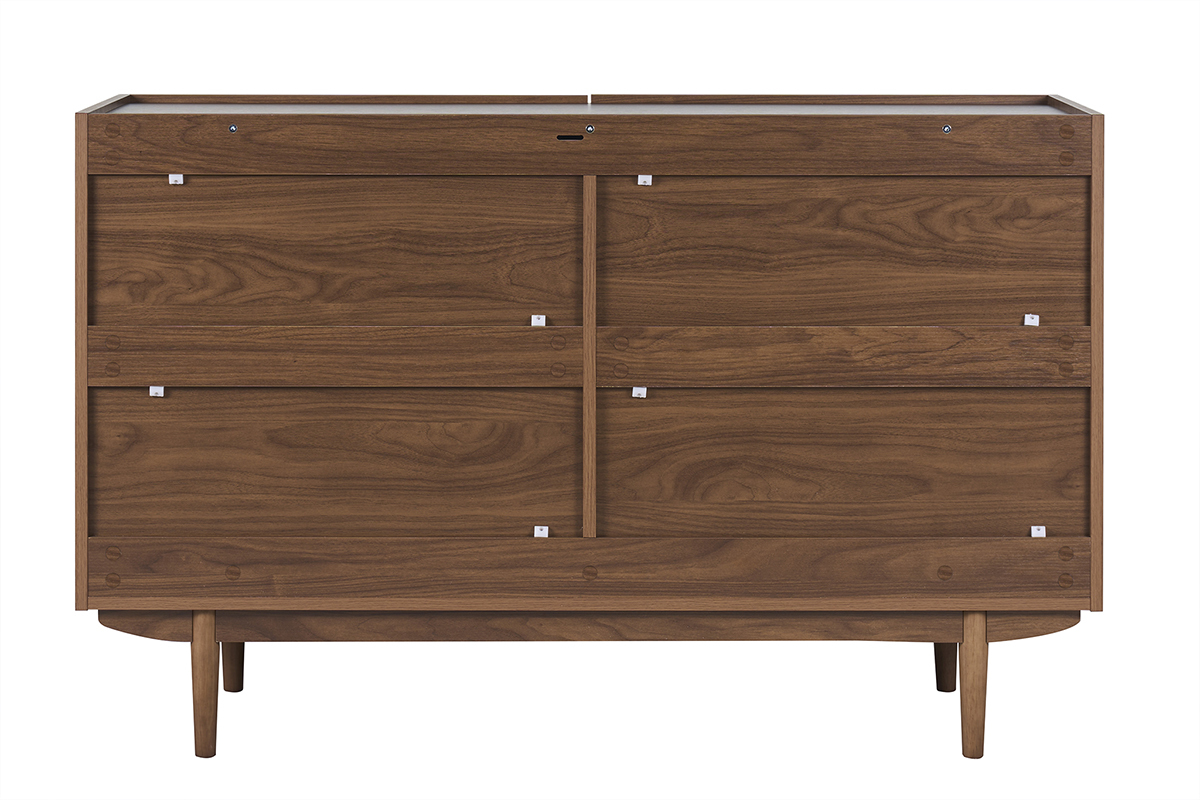 Commode finition bois fonc� noyer 6 tiroirs L120 cm SANAA