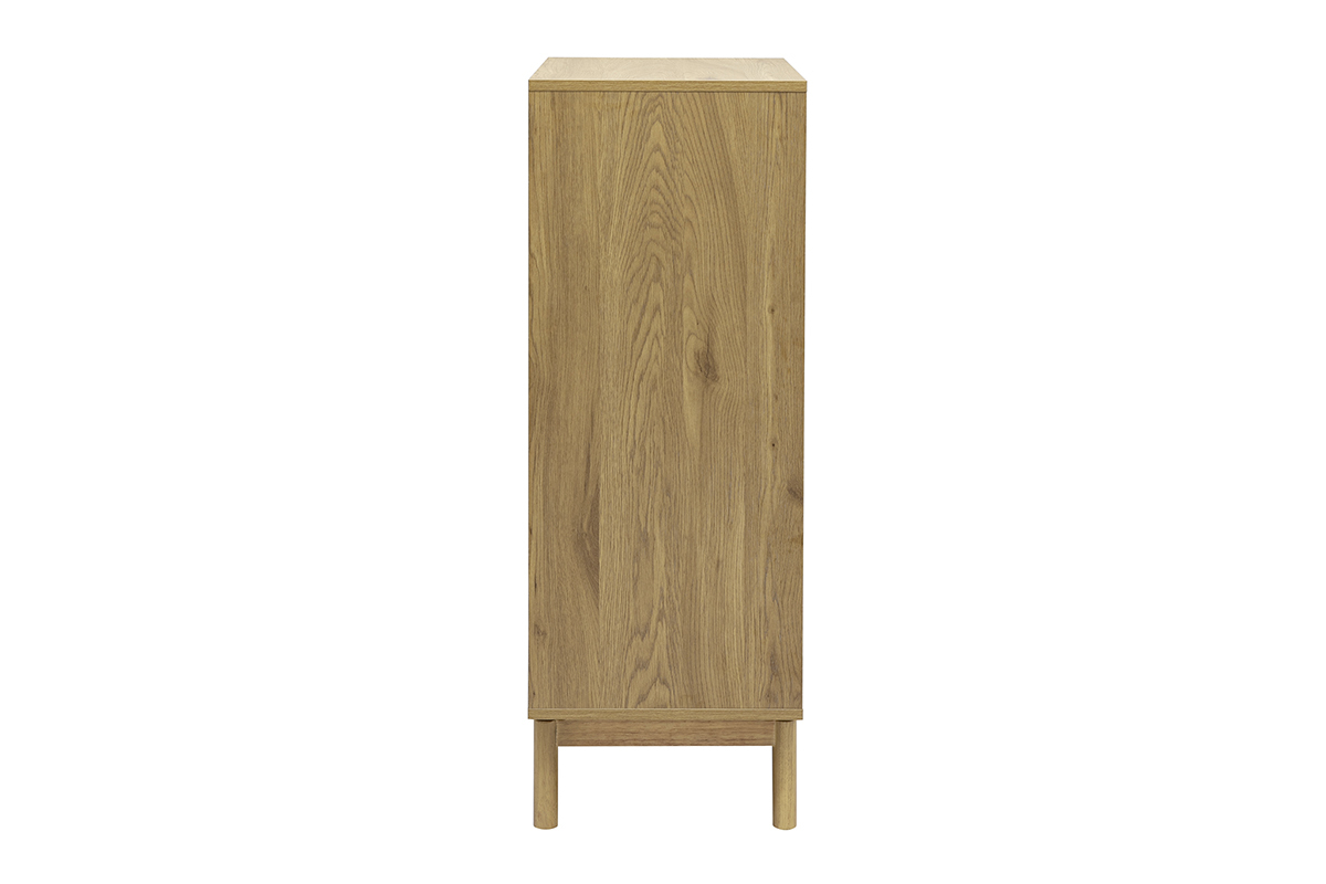 Commode haute finition bois ch�ne 5 tiroirs L60 cm YSEULT