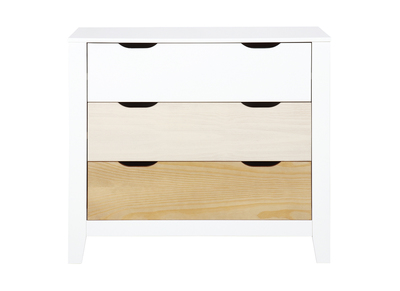 Commode scandinave avec 3 tiroirs blanc et bois MOLENE