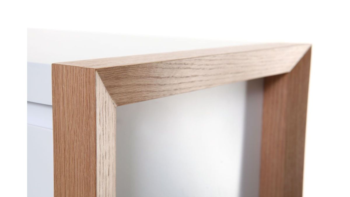 Commode scandinave blanche et bois clair 4 tiroirs L100 cm ARMEL