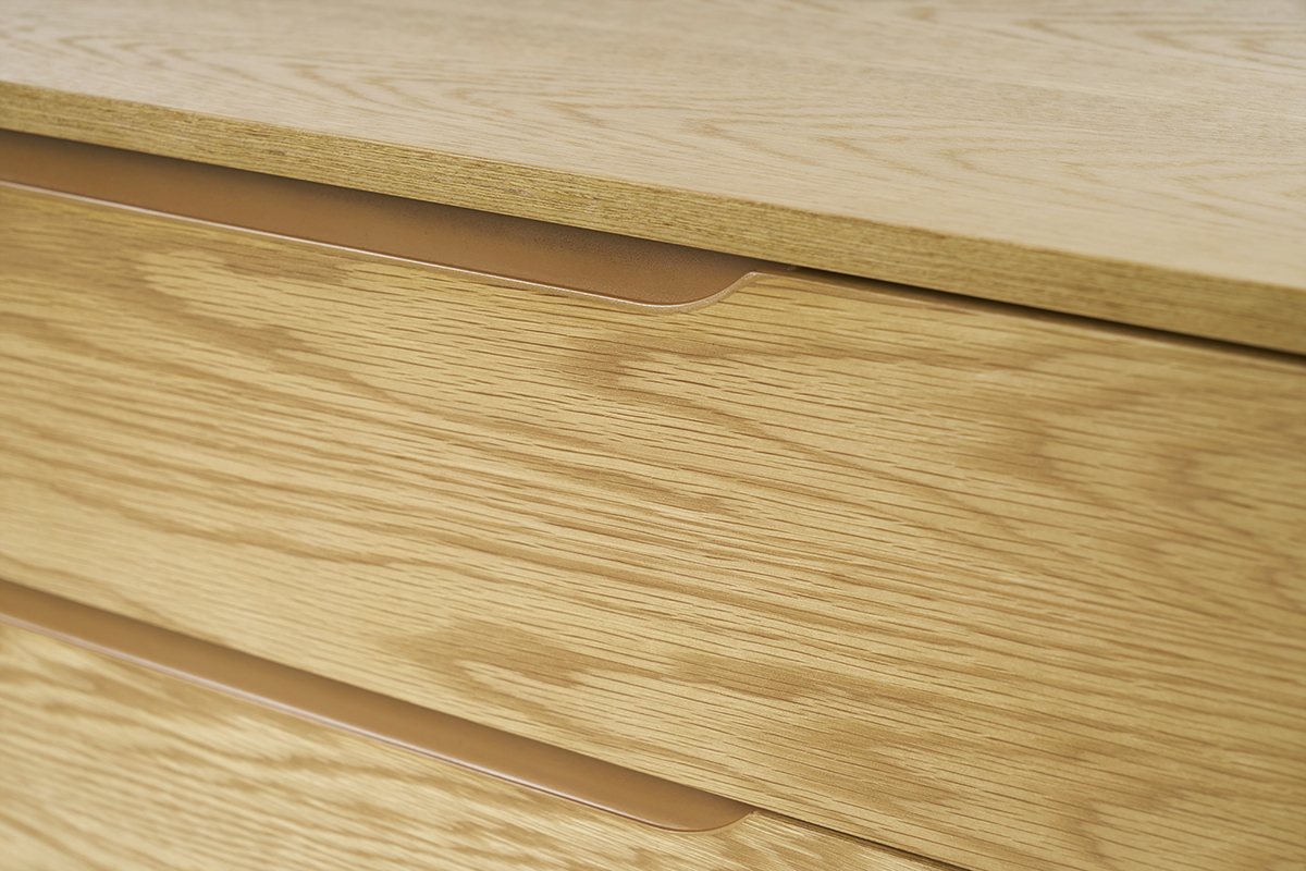 Commode scandinave bois clair chne 3 tiroirs L90 cm FELIX