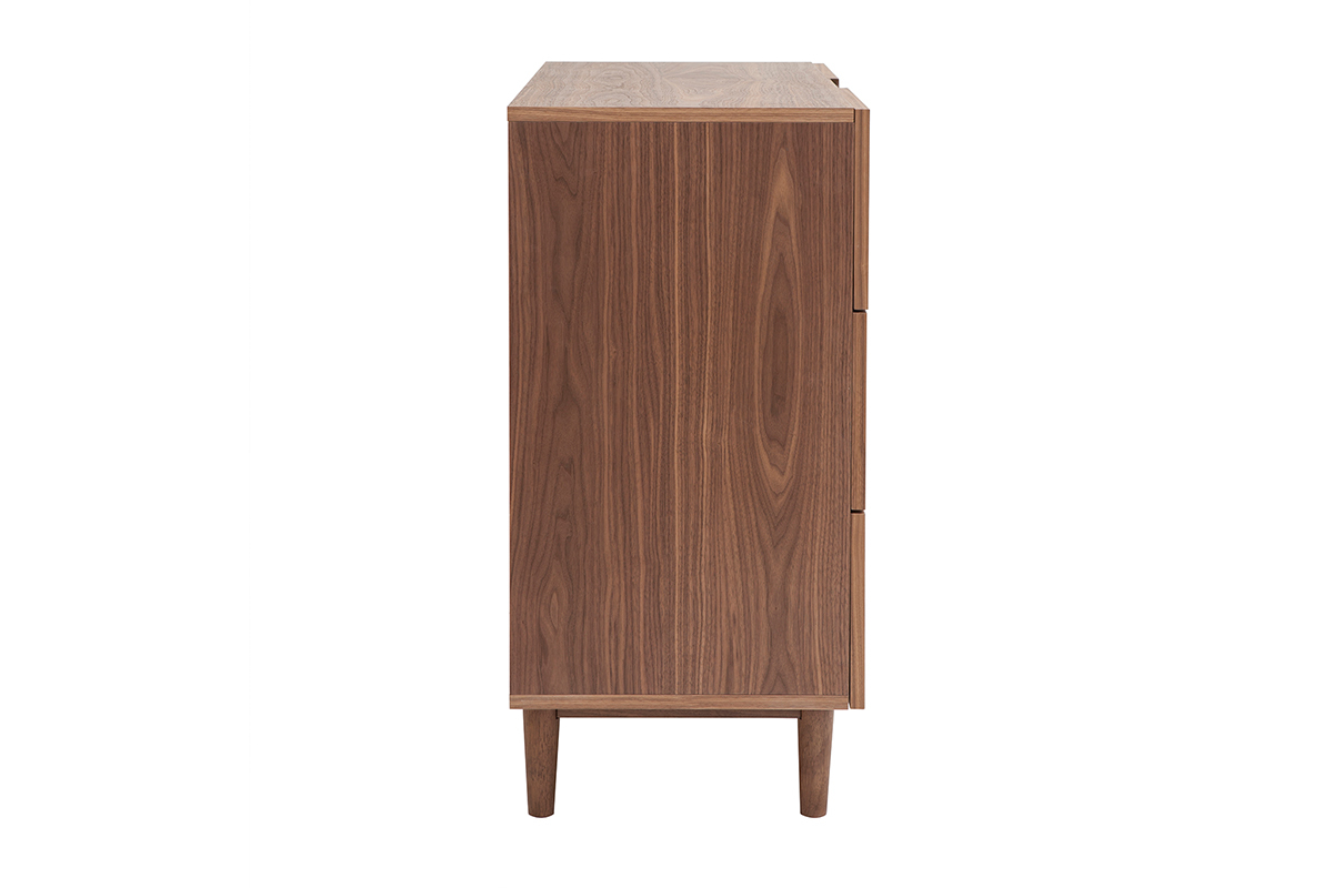 Commode vintage en bois fonc noyer 3 tiroirs L100 cm ARGAN