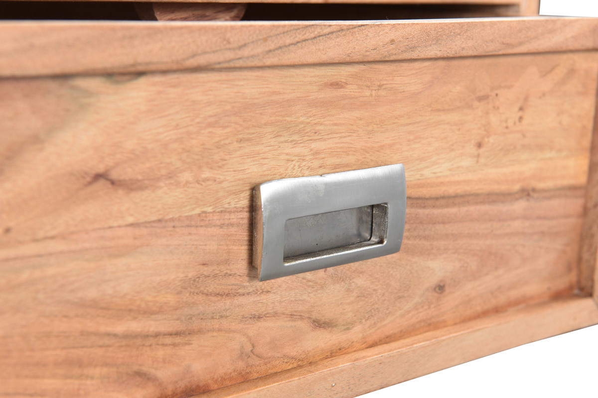Console 2 tiroirs en acacia massif et m�tal noir L81 cm EDITION