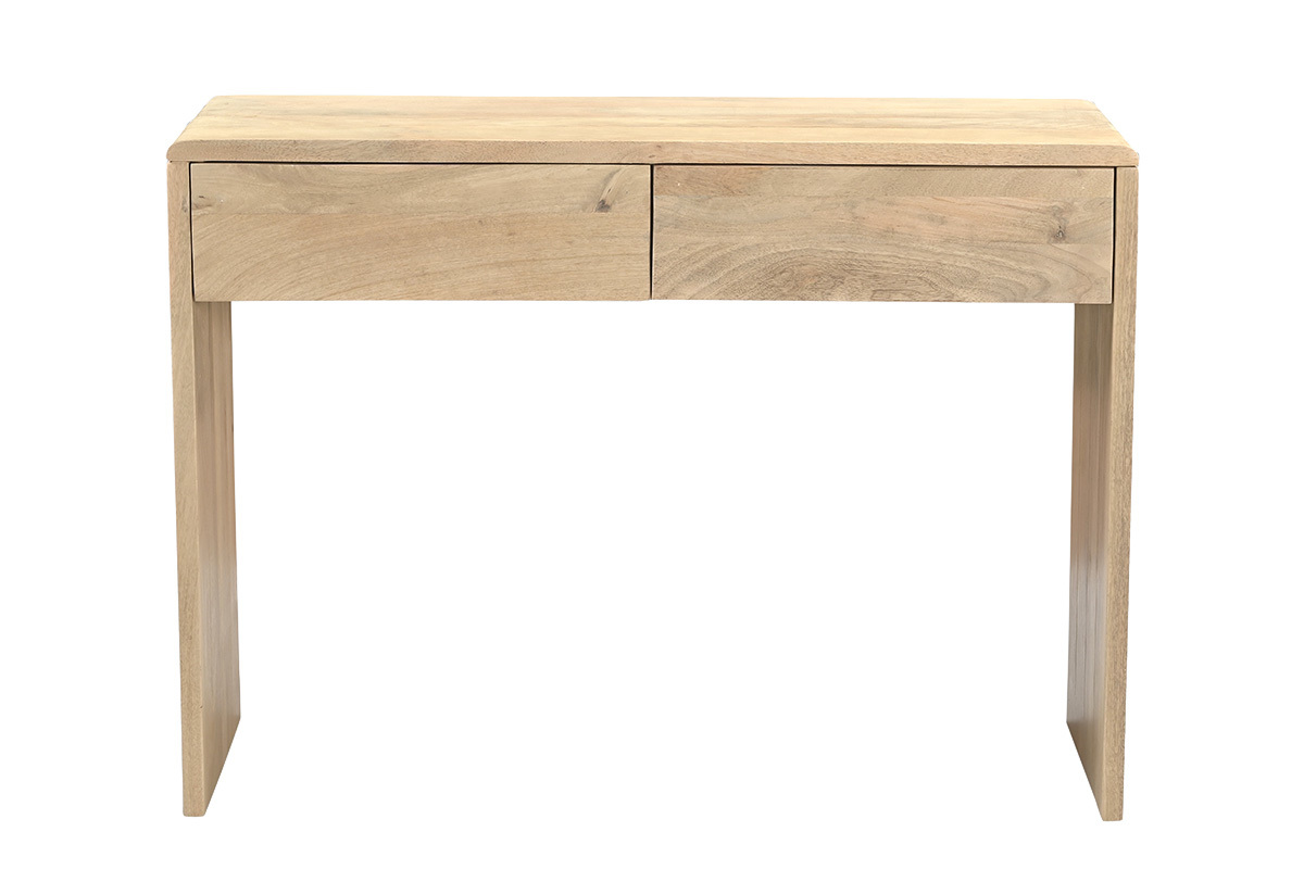 Console avec rangements en bois clair manguier massif L105 cm LATIKA