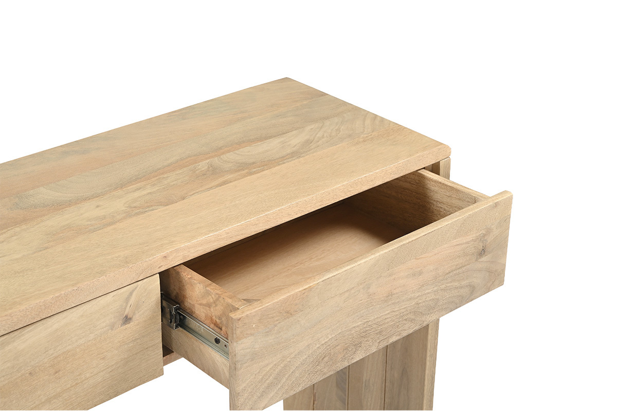 Console avec rangements en bois clair manguier massif L105 cm LATIKA
