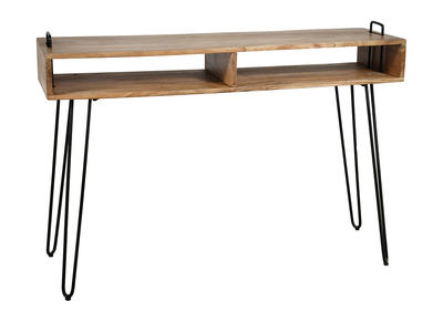 Console avec rangements en bois d'acacia et métal noir ALVIN - Console avec rangements en bois d'acacia et métal noir ALVIN