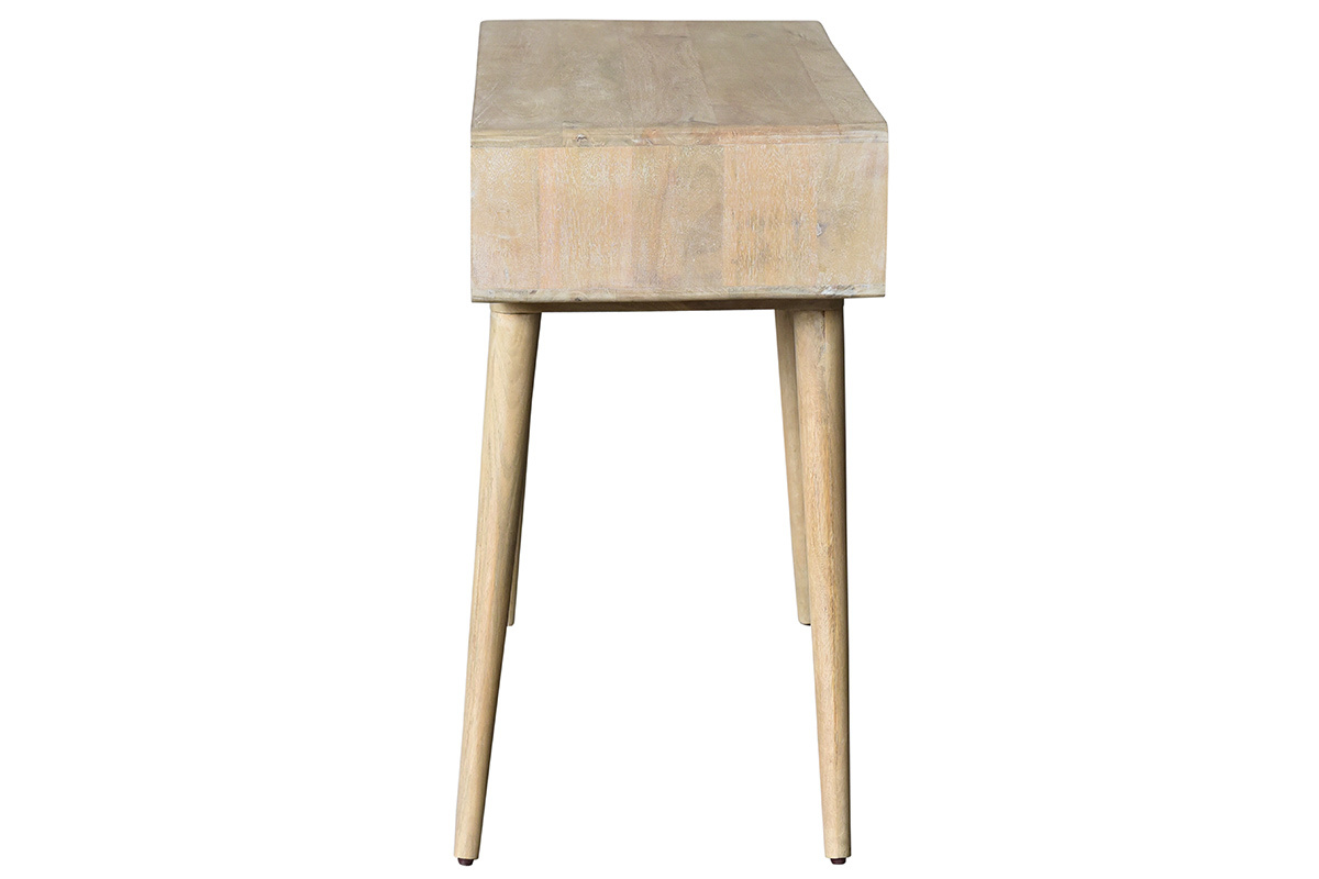 Console bois manguier massif et cannage de rotin L80 cm ACANGE