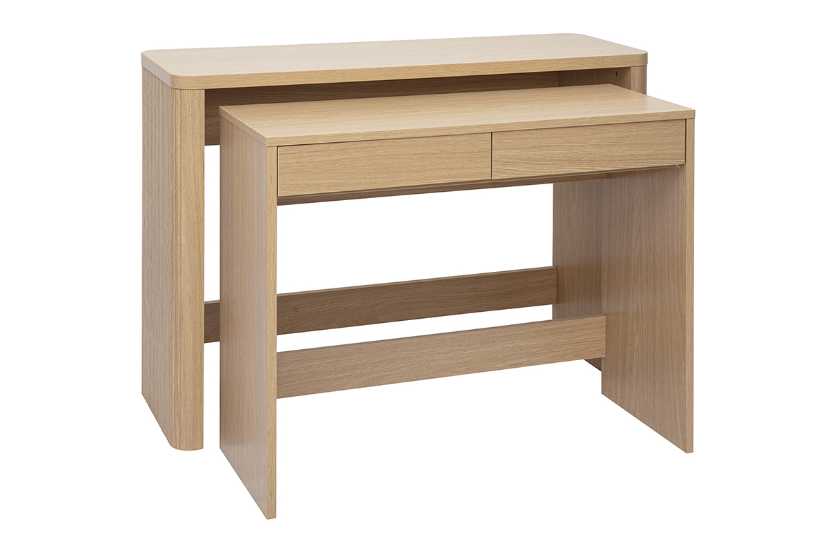 Console bureau d'appoint avec tiroirs finition bois clair ch�ne L110 cm ENOLA