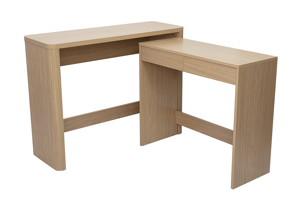 Console bureau d'appoint avec tiroirs finition bois clair ch�ne L110 cm ENOLA