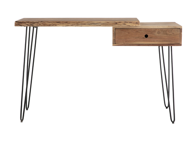 Console bureau en acacia et m&eacute;tal noir PINA