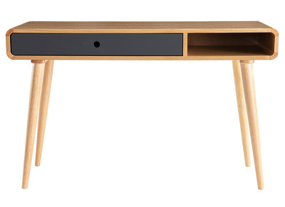 Console-bureau scandinave ch&ecirc;ne clair et gris COPENHAGUE