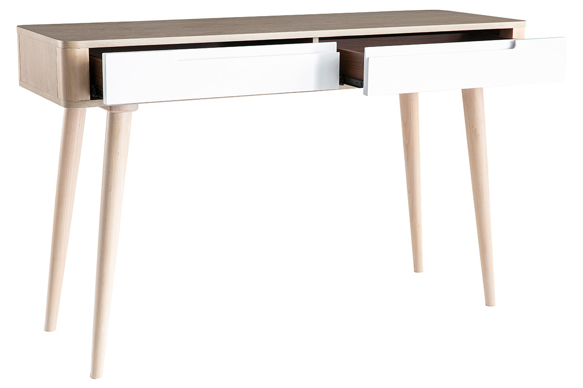 Console-bureau scandinave fr�ne clair et blanc GOTLAND