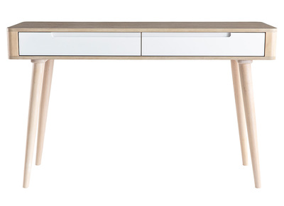 Console-bureau scandinave fr&ecirc;ne clair et blanc GOTLAND